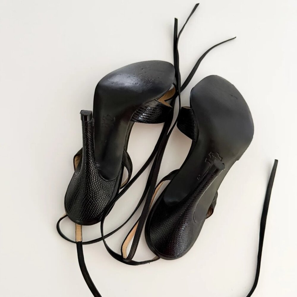 Manolo Blahnik Black Ankle Wrap Sandal Heels (IT 37) - Picture 4 of 4